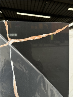 Artificial Black And White Veins Stone Slabs Quartz Tiles