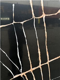 Artificial Black And White Veins Stone Slabs Quartz Tiles