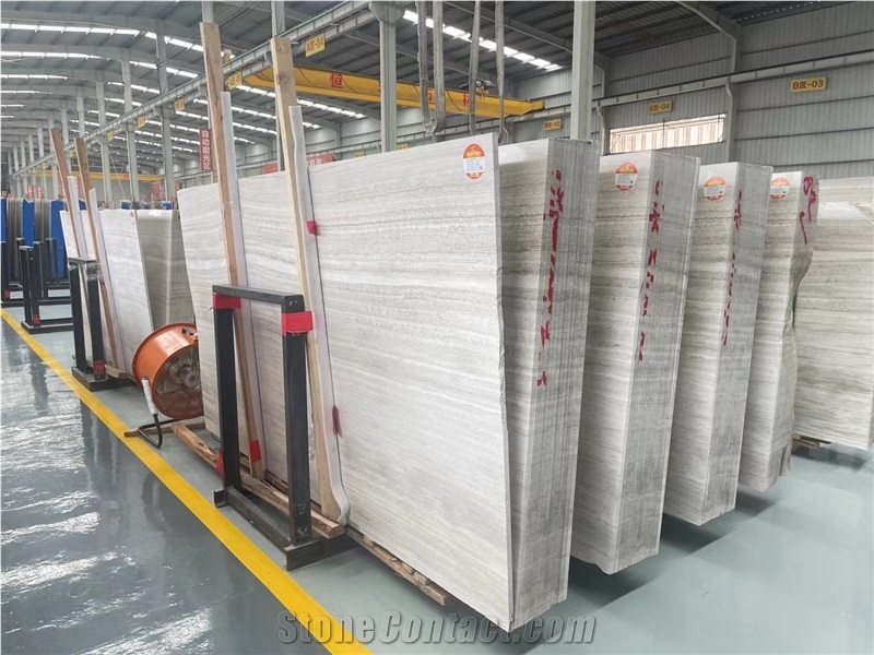China White Wood Grain Marble Slabs And Tiles