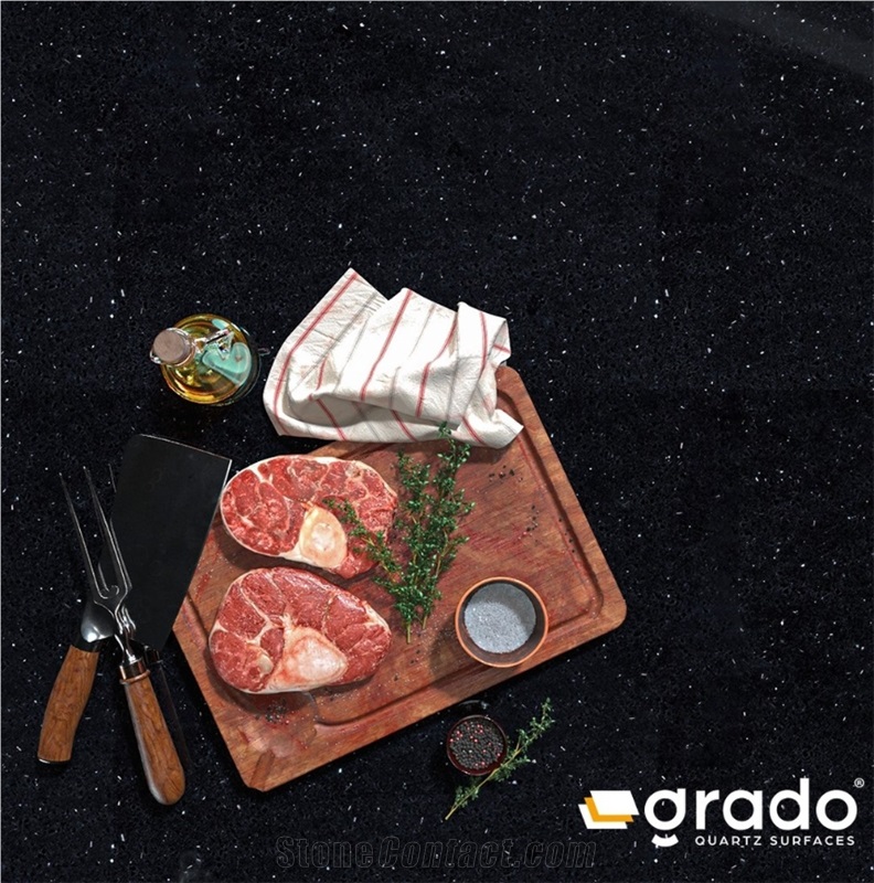 Grado GR - 302 Black Galaxy Quartz Slabs