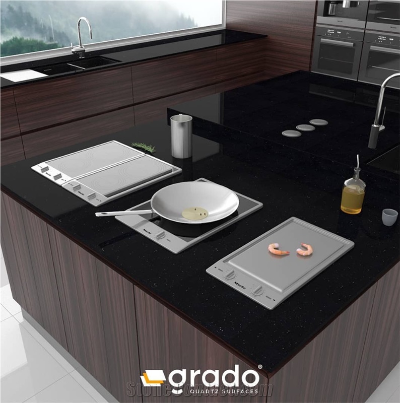 Grado GR - 302 Black Galaxy Quartz Slabs