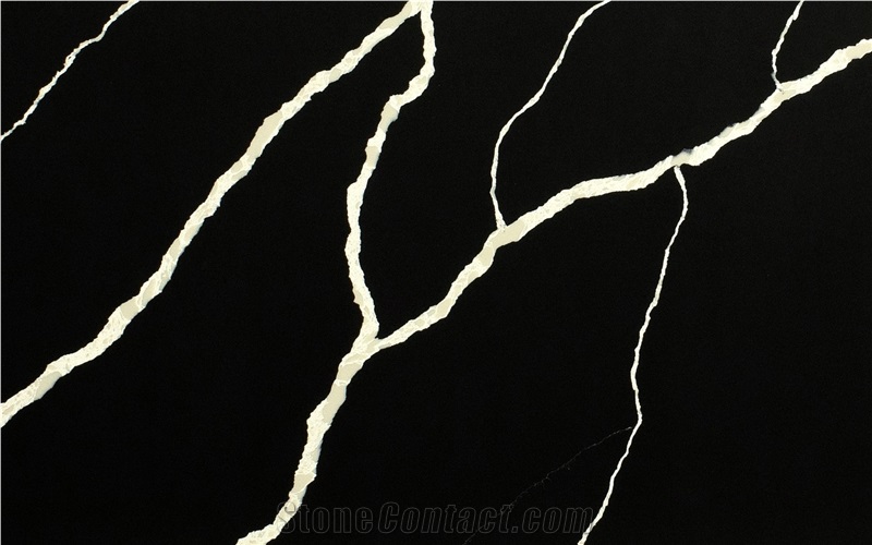 Calacatta Black Quartz Slabs From Vietnam Factory