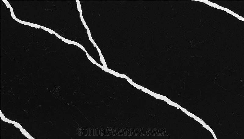 Calacatta Black Quartz Slabs From Vietnam Factory