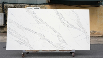 Calacatta Blanca Quartz Slabs From Vietnam Factory