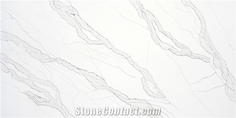 Calacatta Blanca Quartz Slabs From Vietnam Factory