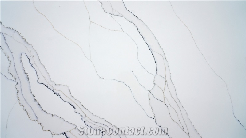 Calacatta Blanca Quartz Slabs From Vietnam Factory