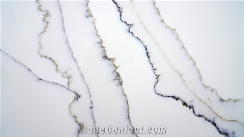 Calacatta Blanca Quartz Slabs From Vietnam Factory