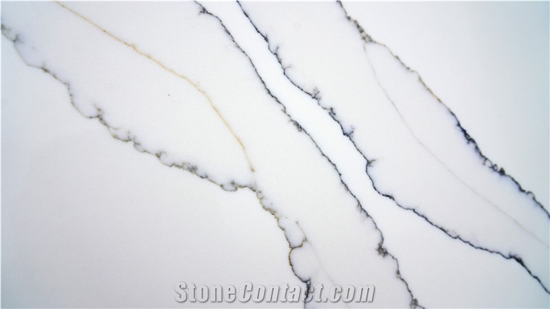 Calacatta Blanca Quartz Slabs From Vietnam Factory