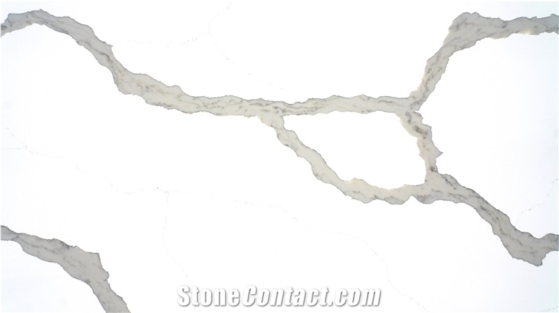 Calacatta Classic Quartz Slabs From Vietnam Factory