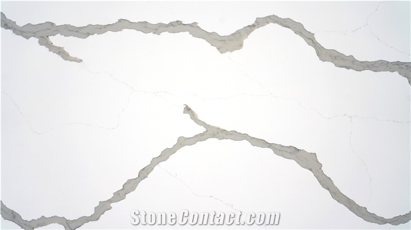 Calacatta Classic Quartz Slabs From Vietnam Factory