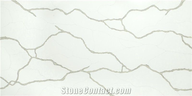 Calacatta Classic Quartz Slabs From Vietnam Factory