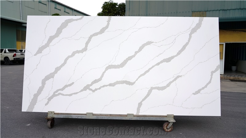 Calacatta Idillio Quartz Slabs From Vietnam Factory