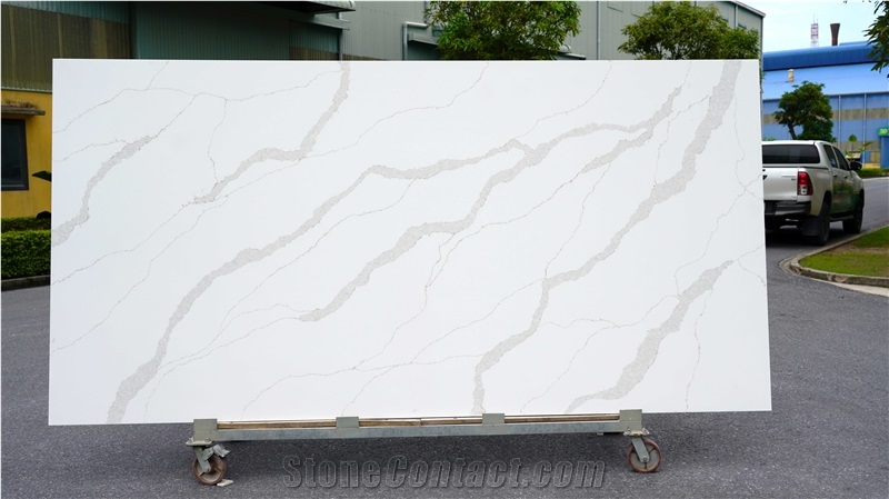 Calacatta Idillio Quartz Slabs From Vietnam Factory