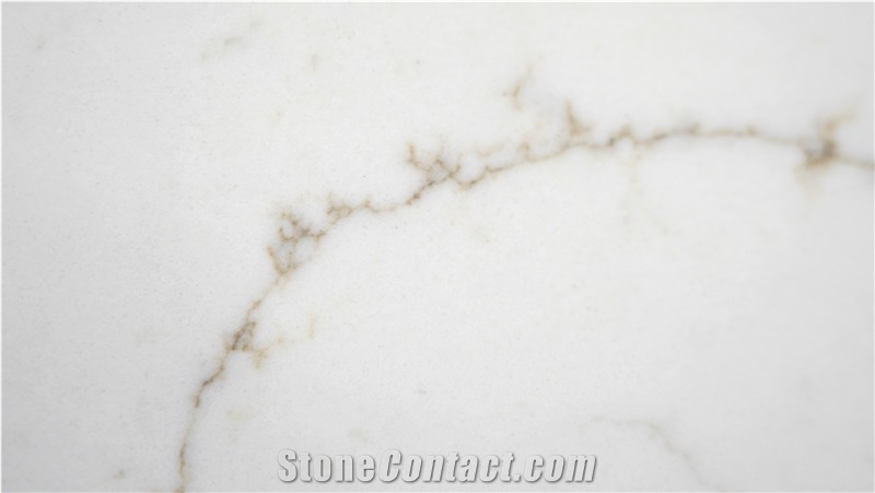 Vietnam Calacatta Marfil Quartz Slabs-Gold And Grey Version