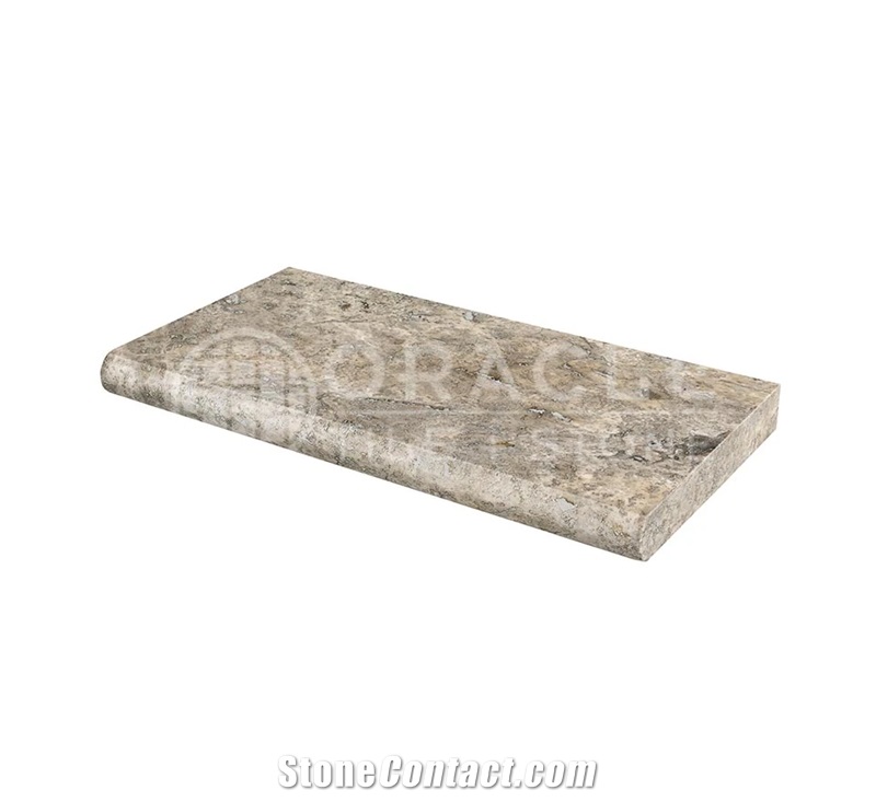 Silver Travertine 16" X 24" Tumbled Pool-Coping