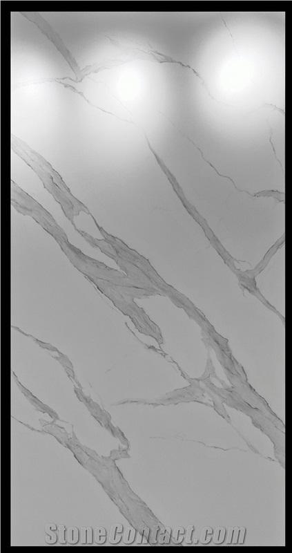 Glazed Calacatta Sintered Stone Kitchen Countertop