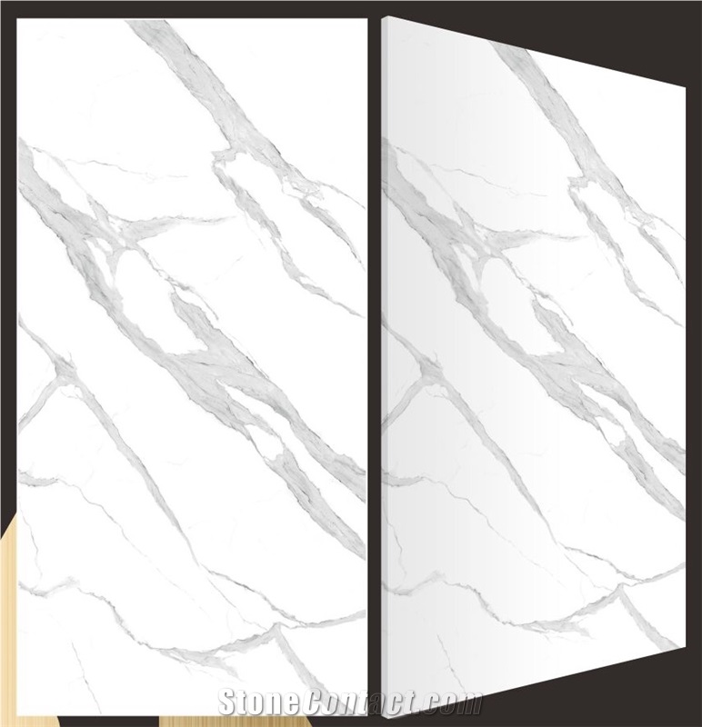 Glazed Calacatta Sintered Stone Kitchen Countertop