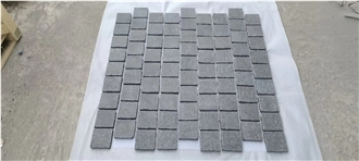 Original G684 Raven Black Granite Mesh Cobble Stone Pavers