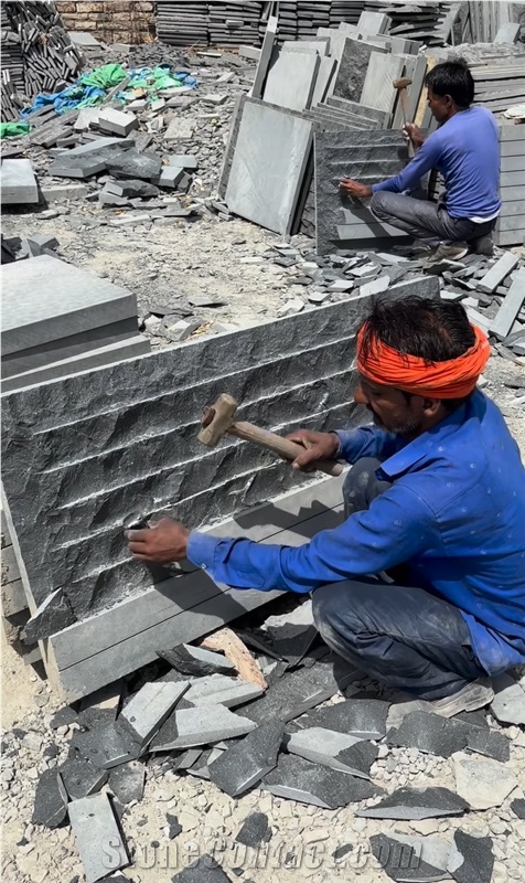 Black Basalt Hand Split Wall Tiles
