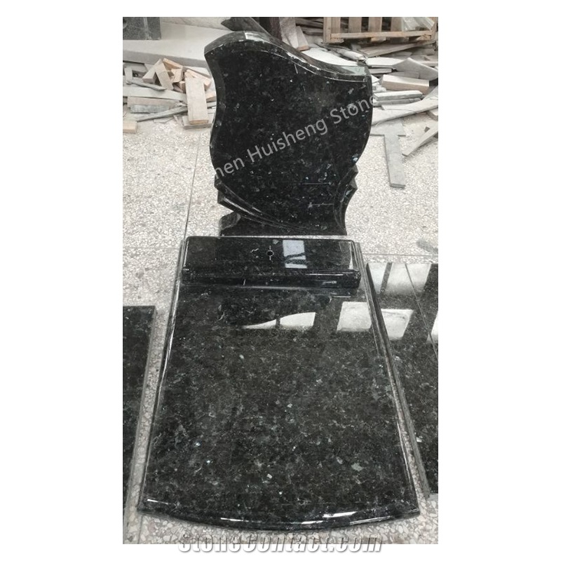 Blue Pearl Granite Heart  Tombstone