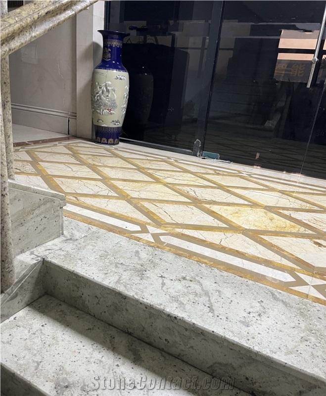 Sofitel Gold Marble Water Jet Carpet Medallions Pattern