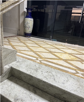 Sofitel Gold Marble Water Jet Carpet Medallions Pattern