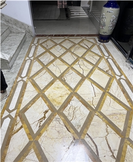 Sofitel Gold Marble Water Jet Carpet Medallions Pattern