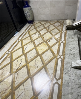 Sofitel Gold Marble Water Jet Carpet Medallions Pattern