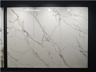 Polished 2400*1200MM Fish Belly Sintered Stone Slabs
