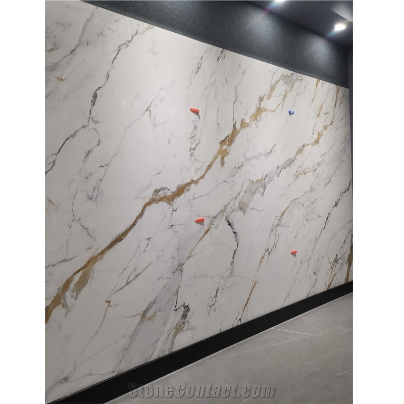 Polished 2400*1200MM Fish Belly Sintered Stone Slabs