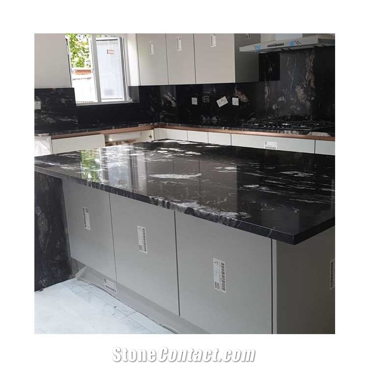 Polished Amadeus Black Granite Slabs
