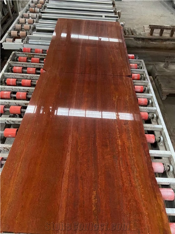 Iran Red Travertine Slabs