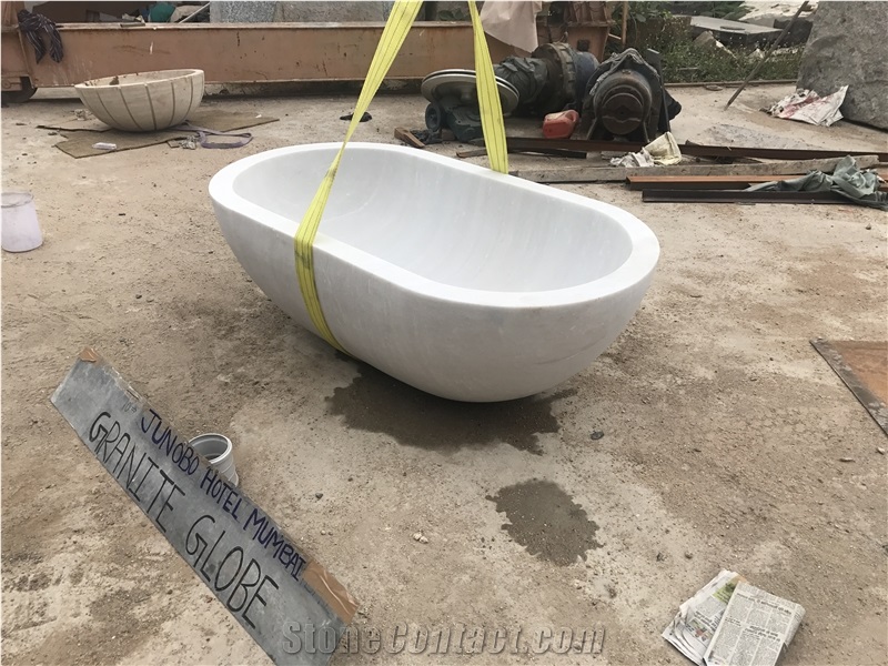 White Marble Free Stand Bathtub
