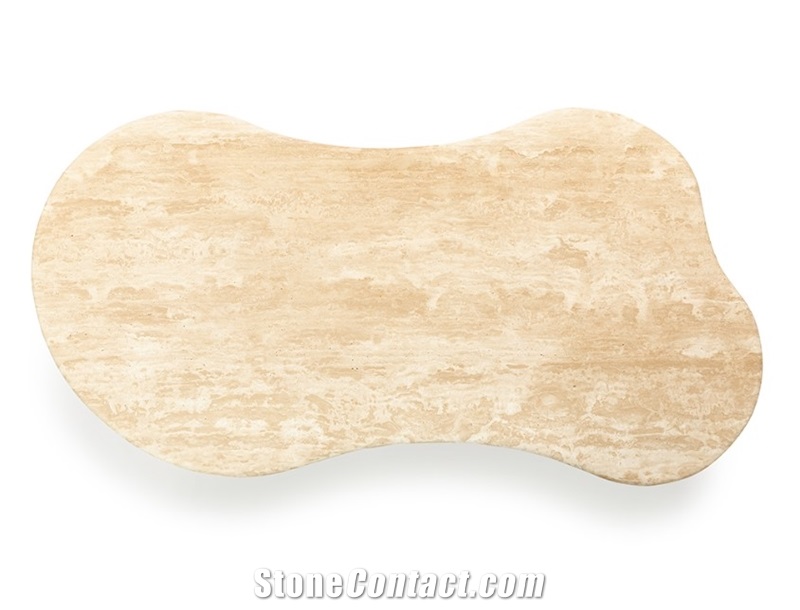 Elyse Travertine Coffee Table With Cylinder Pedestal Base