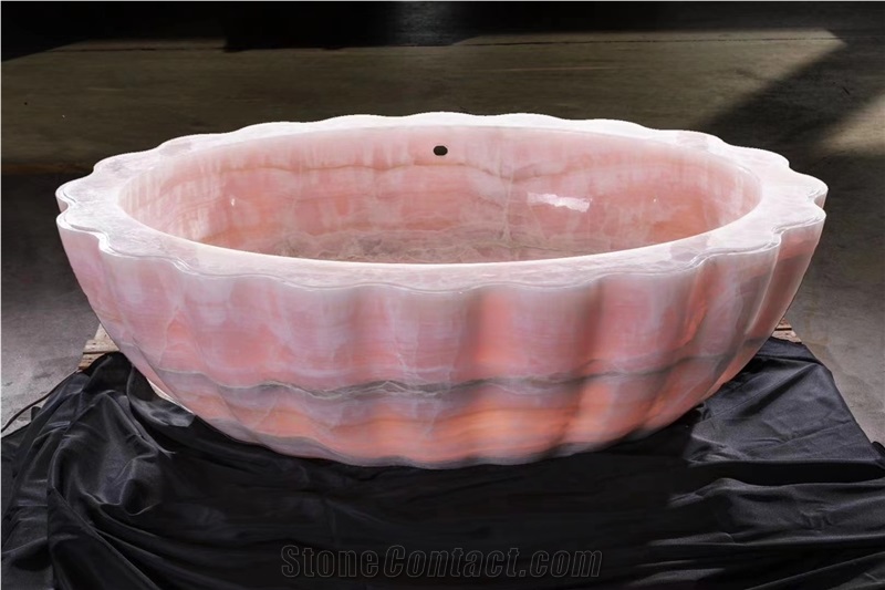 Pink Onyx Freestanding Bathtub