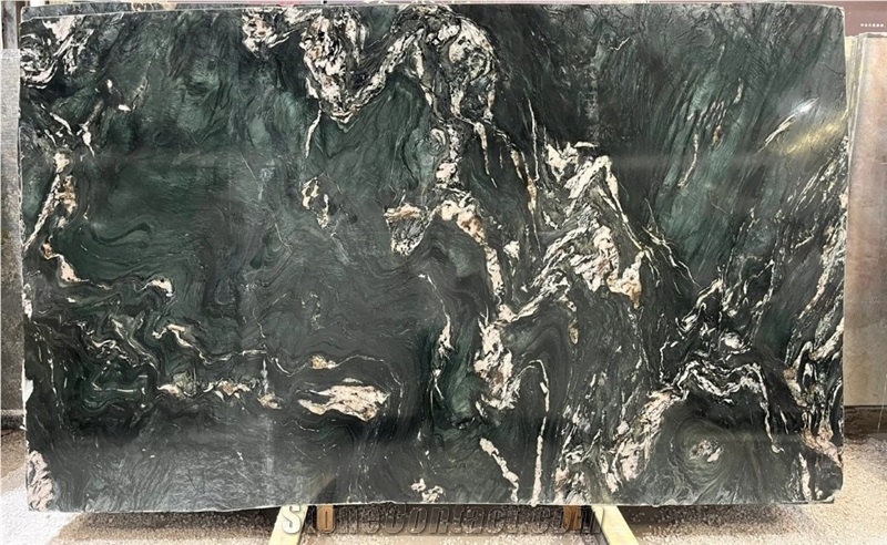 Polished Wall Floor Tiles Versace Green Quartzite Slab