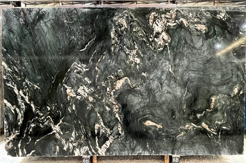 Polished Wall Floor Tiles Versace Green Quartzite Slab