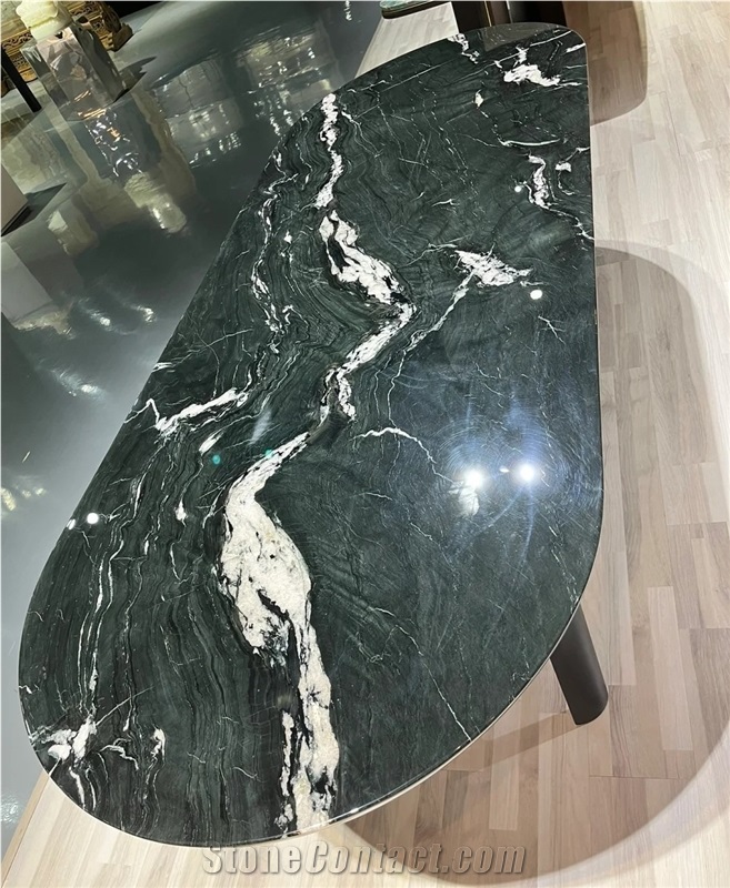 Polished Wall Floor Tiles Versace Green Quartzite Slab