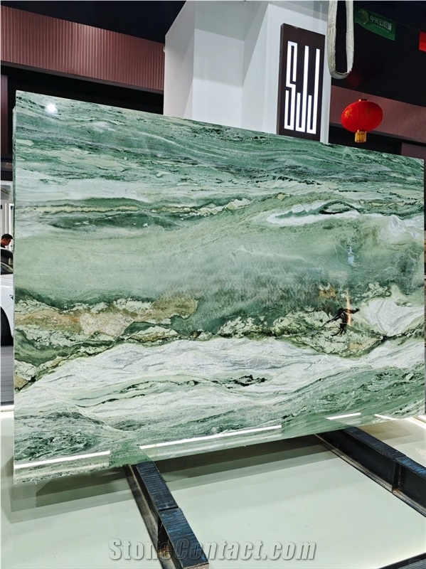 Victoria Polished Wall Tiles Green Marble Slab