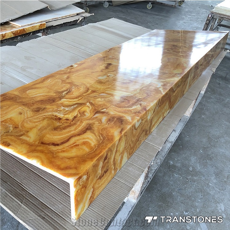 Restaurant Table Tops Customized Yellow Artificial Onyx Bar Top
