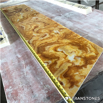 Restaurant Table Tops Customized Yellow Artificial Onyx Bar Top