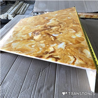 Restaurant Table Tops Customized Yellow Artificial Onyx Bar Top
