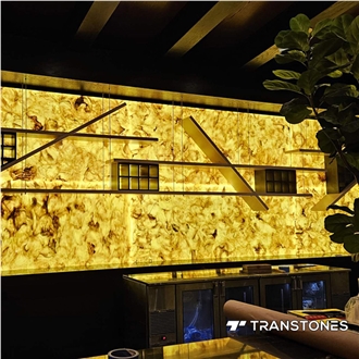 Translucent Yellow Alabaster Restaurant 3D Wall Panels