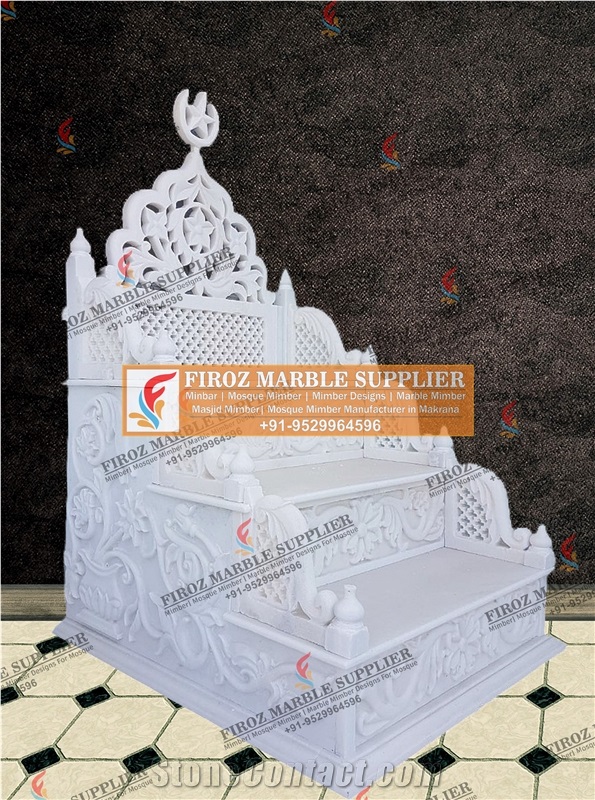 Makrana White Marble Stair Tread Mimber Design