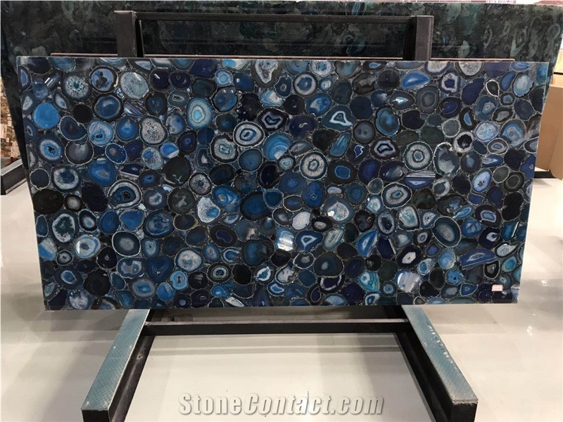 Blue Agate Semiprecious Luxury Gemstone Slab&Tile