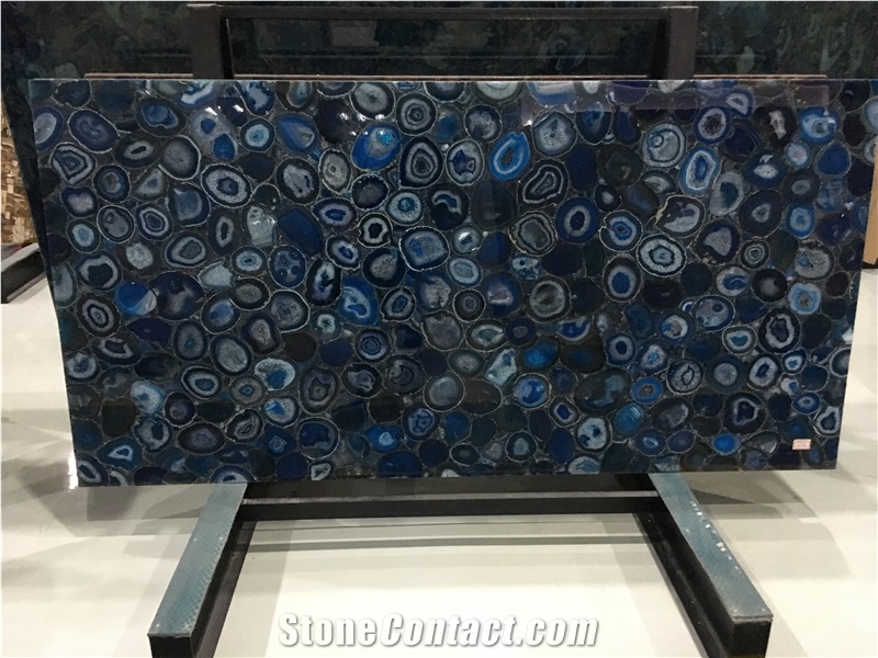 Blue Agate Semiprecious Luxury Gemstone Slab&Tile