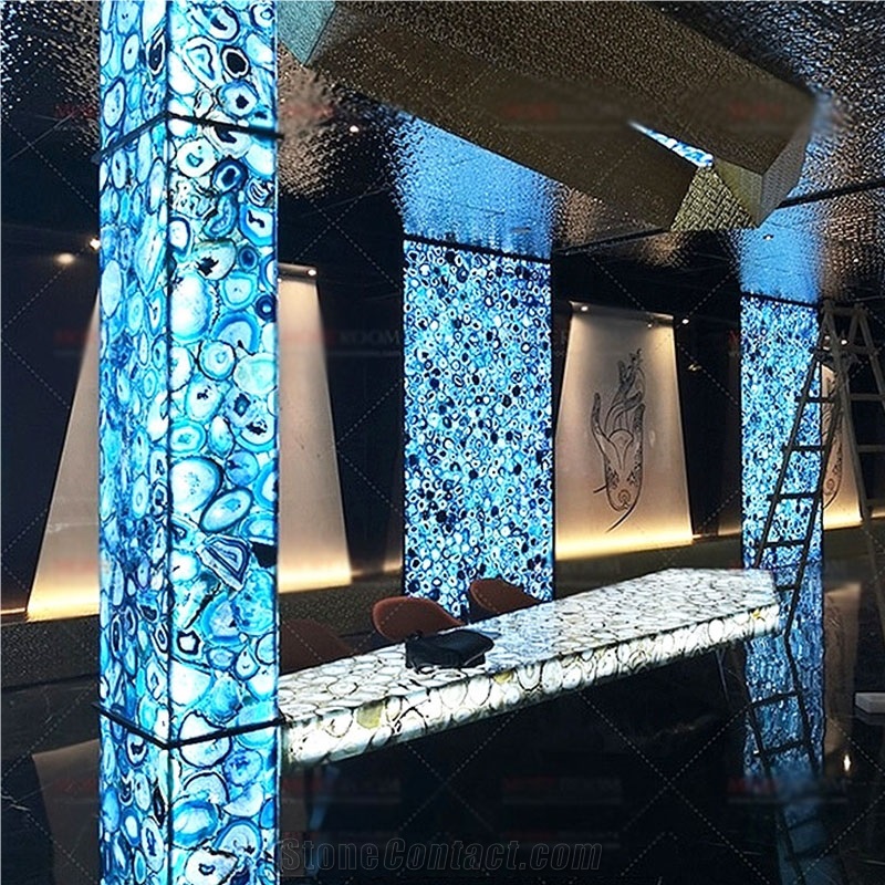 Blue Agate Semiprecious Luxury Gemstone Slab&Tile
