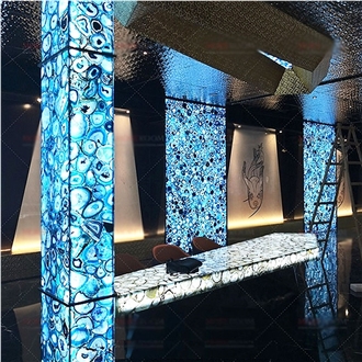 Blue Agate Semiprecious Luxury Gemstone Slab&Tile