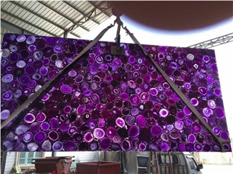 Lilac Agate Stone Translucent Slabs Semiprecious Stone Tiles