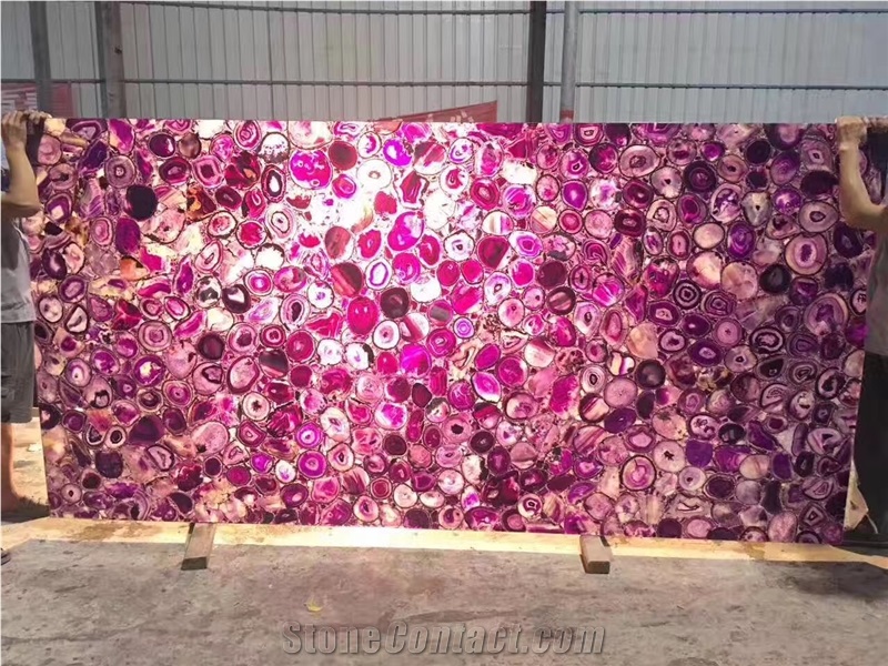 Lilac Agate Stone Translucent Slabs Semiprecious Stone Tiles